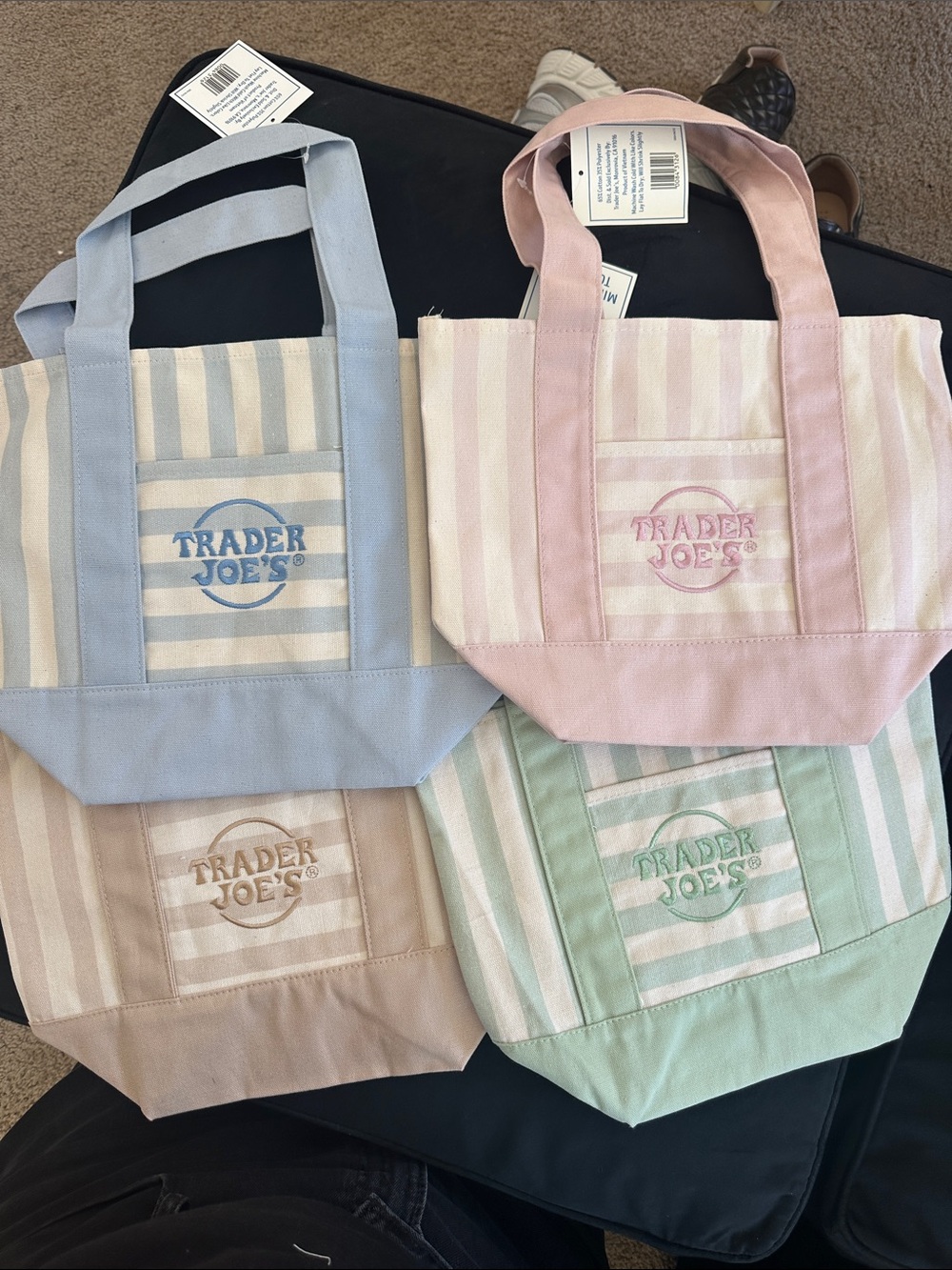 Pastel Striped Tote Bag - Pink